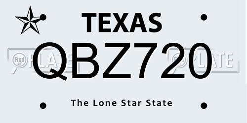 QBZ720 Texas License Plate