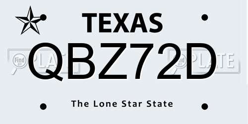 QBZ72D Texas License Plate
