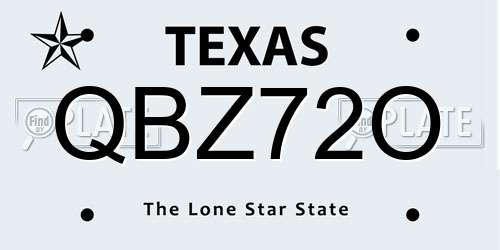 QBZ72O Texas License Plate
