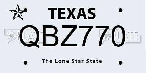 QBZ770 Texas License Plate