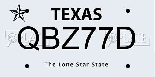 QBZ77D Texas License Plate