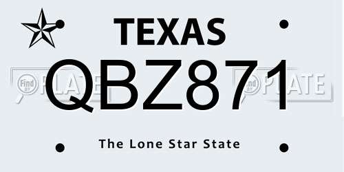QBZ871 Texas License Plate