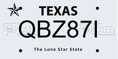 QBZ87I Texas License Plate