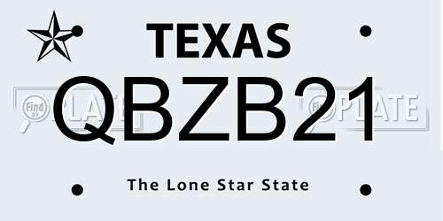 QBZB21 Texas License Plate