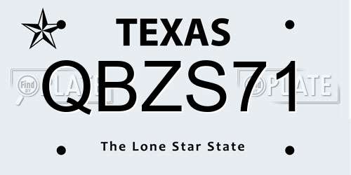 QBZS71 Texas License Plate