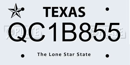 QC1B855 Texas License Plate