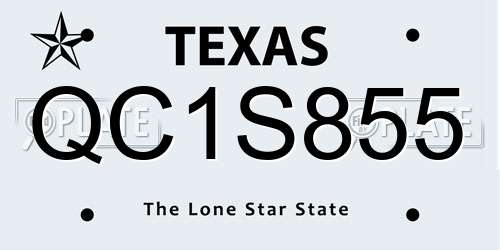 QC1S855 Texas License Plate