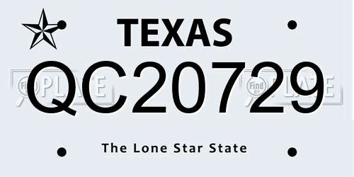 QC20729 Texas License Plate
