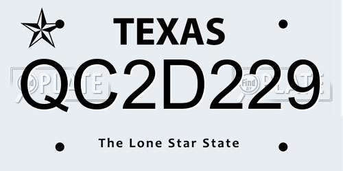 QC2D229 Texas License Plate