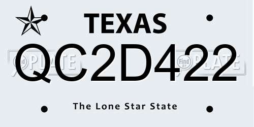 QC2D422 Texas License Plate