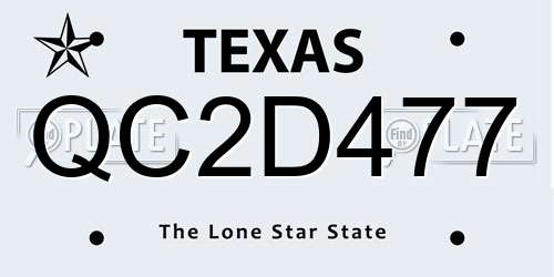 QC2D477 Texas License Plate