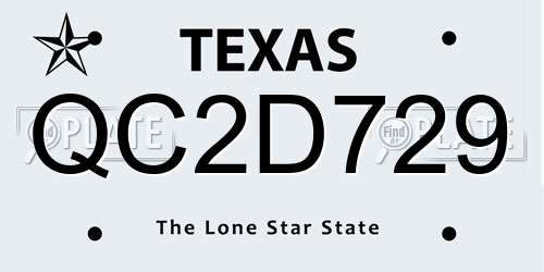QC2D729 Texas License Plate