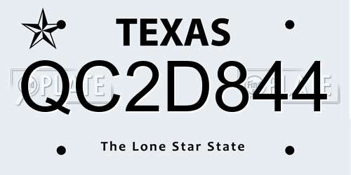 QC2D844 Texas License Plate