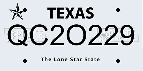 QC2O229 Texas License Plate