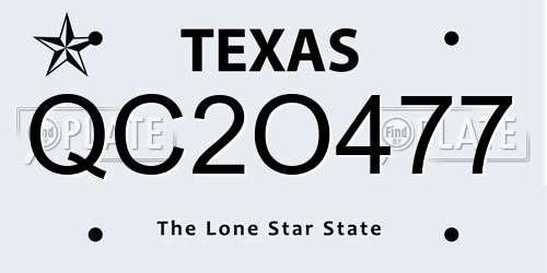 QC2O477 Texas License Plate