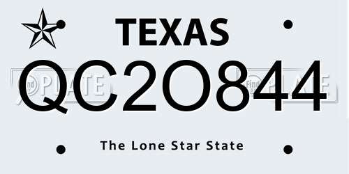 QC2O844 Texas License Plate