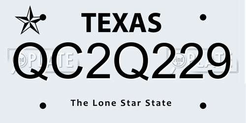 QC2Q229 Texas License Plate