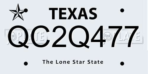 QC2Q477 Texas License Plate
