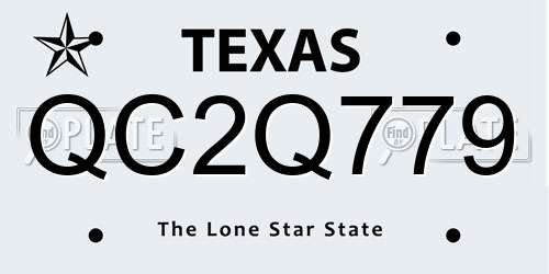 QC2Q779 Texas License Plate