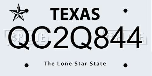 QC2Q844 Texas License Plate