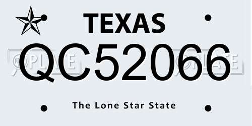 QC52066 Texas License Plate