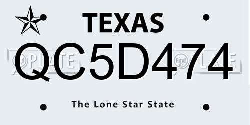 QC5D474 Texas License Plate