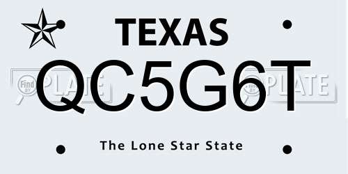 QC5G6T Texas License Plate