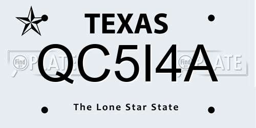 QC5I4A Texas License Plate