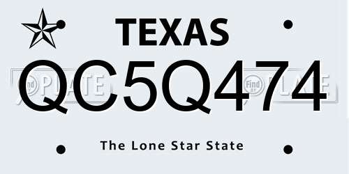 QC5Q474 Texas License Plate
