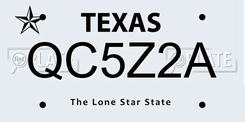 QC5Z2A Texas License Plate