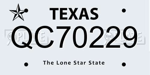 QC70229 Texas License Plate