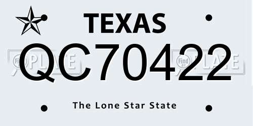 QC70422 Texas License Plate