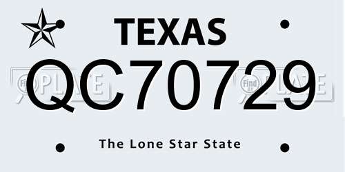 QC70729 Texas License Plate