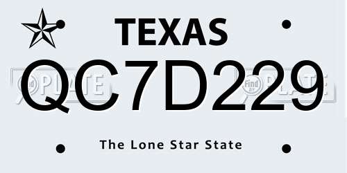 QC7D229 Texas License Plate