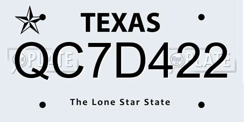 QC7D422 Texas License Plate