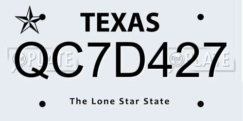 QC7D427 Texas License Plate