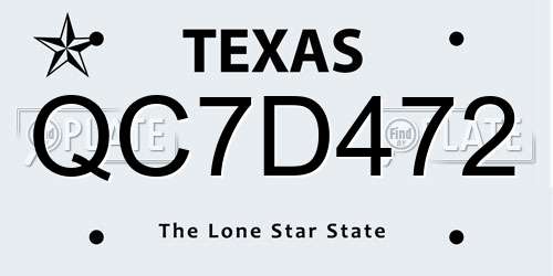 QC7D472 Texas License Plate