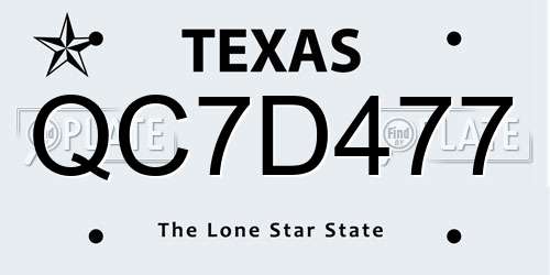 QC7D477 Texas License Plate