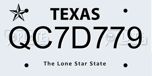 QC7D779 Texas License Plate