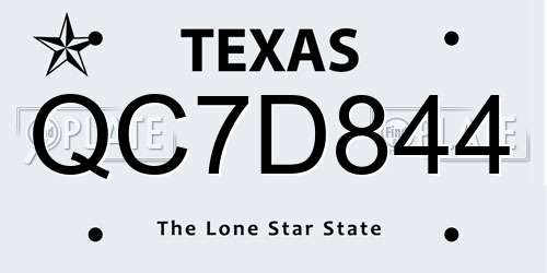 QC7D844 Texas License Plate