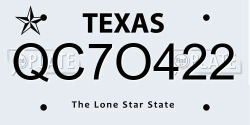 QC7O422 Texas License Plate