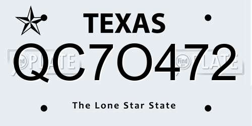 QC7O472 Texas License Plate