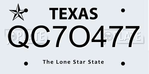 QC7O477 Texas License Plate