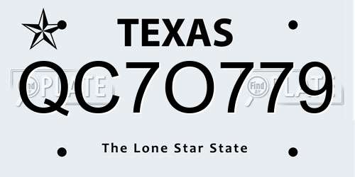QC7O779 Texas License Plate