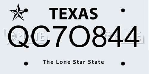 QC7O844 Texas License Plate