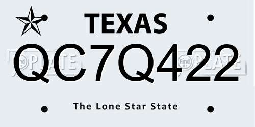 QC7Q422 Texas License Plate