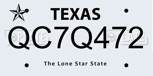 QC7Q472 Texas License Plate