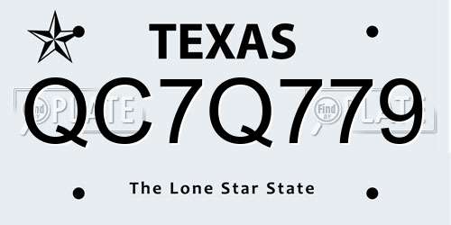 QC7Q779 Texas License Plate