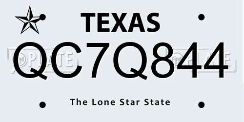 QC7Q844 Texas License Plate