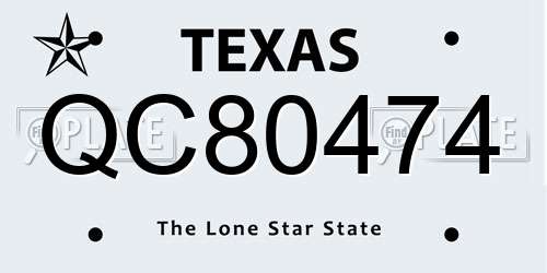 QC80474 Texas License Plate